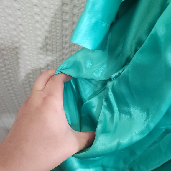 Vintage Victoria’s Secret Gold Label Satin Teal Kimono Robe One Size - Picture 12 of 13